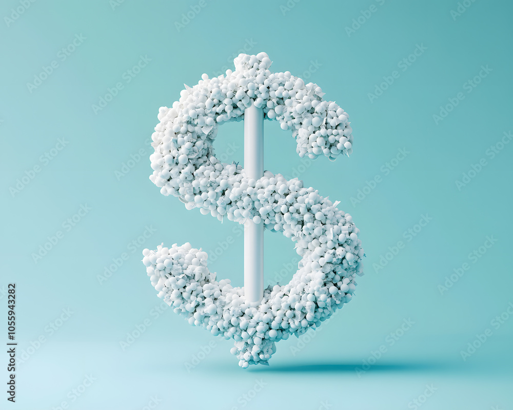 Creative representation of a dollar symbol formed from organic materials reflecting the intersection of nature and currency in modern design Creative representation of a dollar symbol formed from organic materials reflecting the intersection of nature and currency in modern design