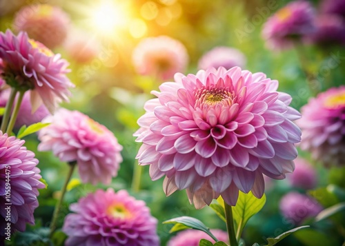 Stunning Long Exposure of Beautiful Pink Chrysanthemum in Lush Garden Setting for Floral Photography Enthusiasts