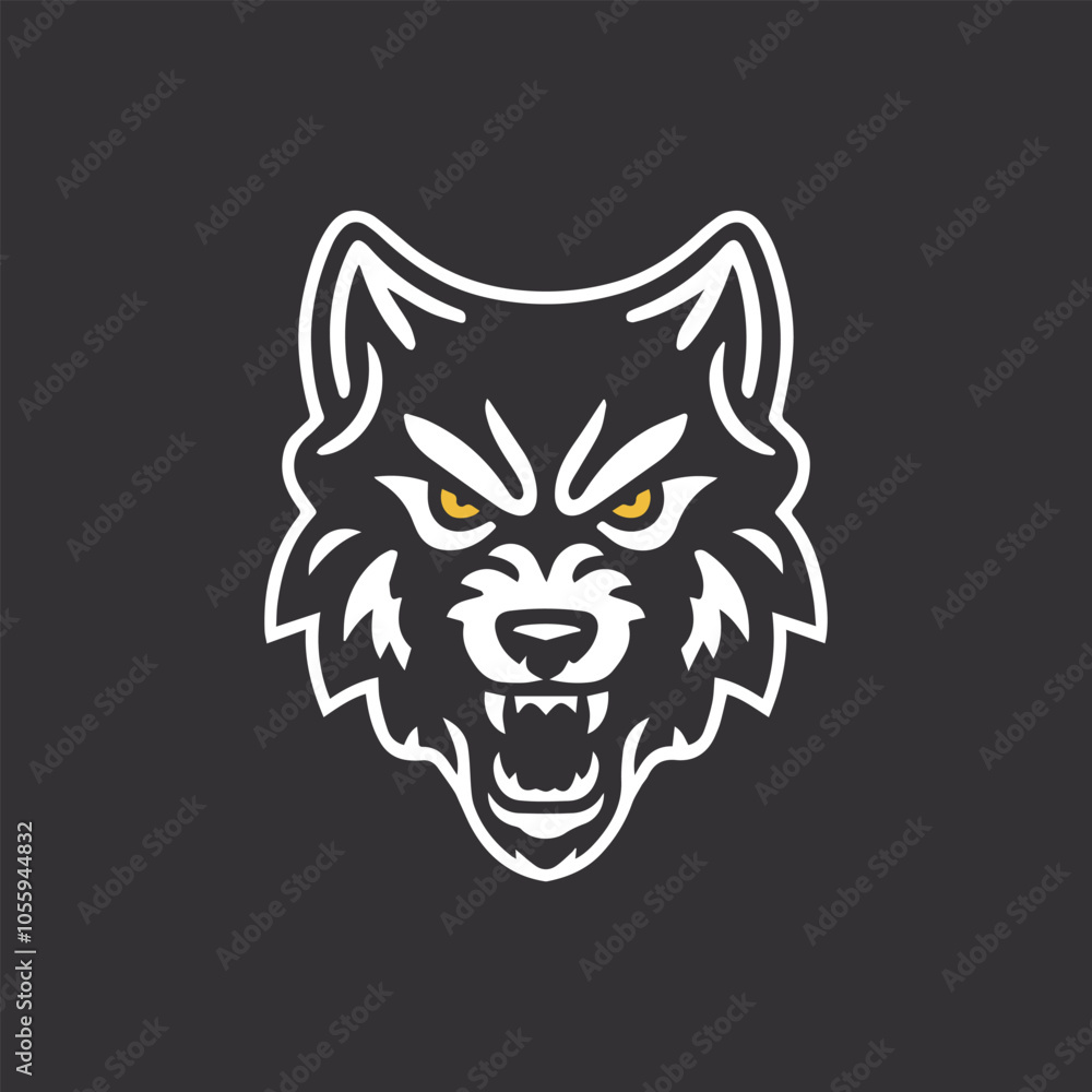 Angry Wolf Head Mascot Silhouette Vector Design Angry Wolf Head Mascot Silhouette Vector Design
