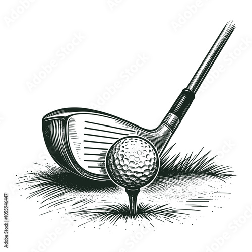 A hand-drawn sketch of a golf club and ball ready to go on the range