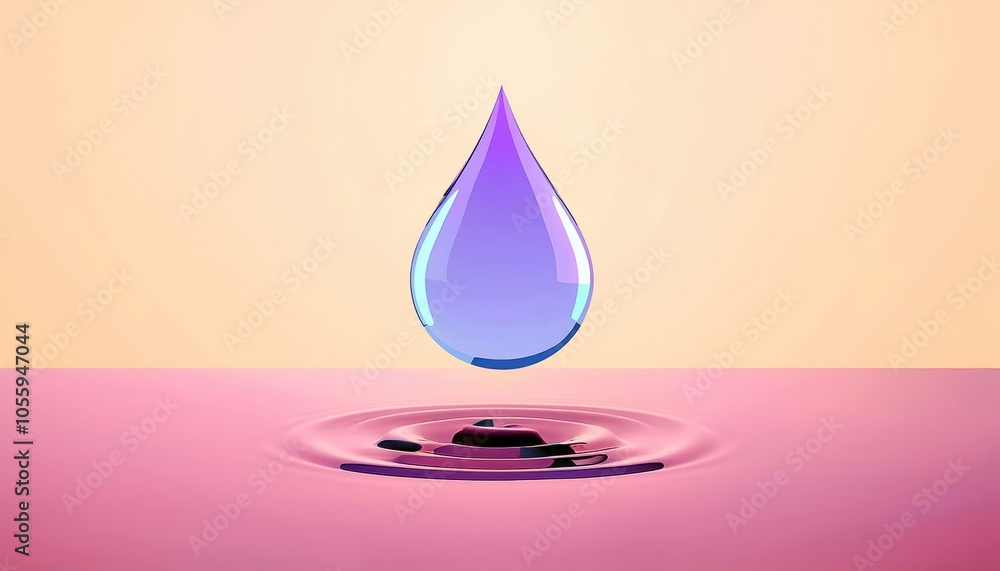 Colorful water drop creating ripples on a pink surface, abstract background with soft hues. Colorful water drop creating ripples on a pink surface, abstract background with soft hues.