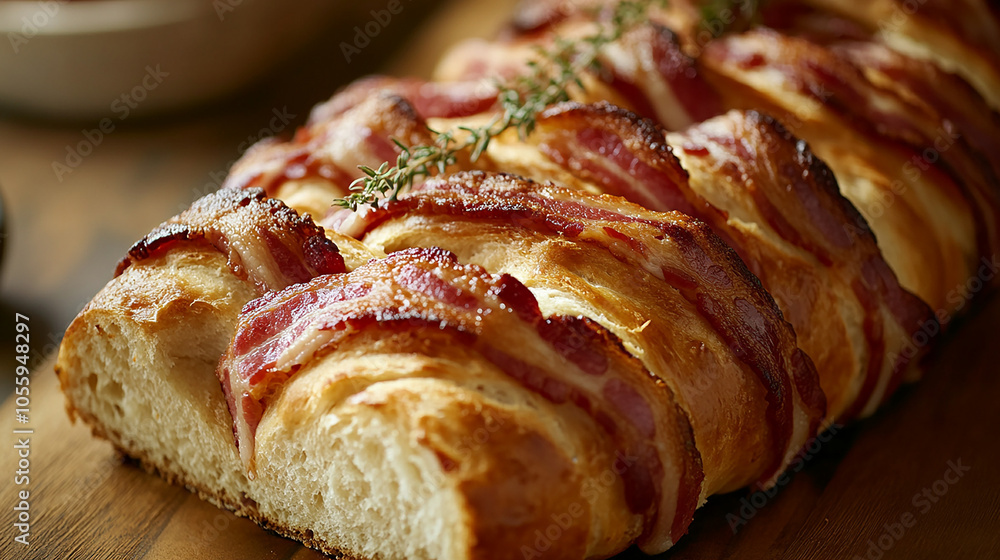 Golden Bacon Epi Bread Fresh and Savory