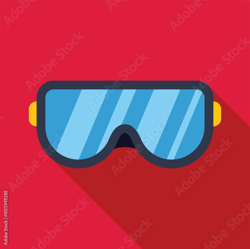 Stylish flat design goggles icon, symbolizing safety and eye protection in various activities