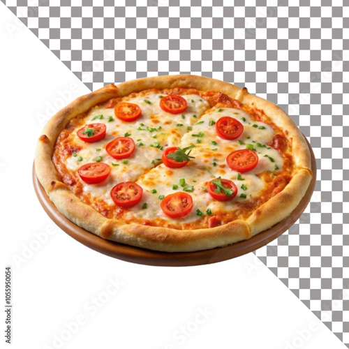 Pizza slices flying, isolated on white background.