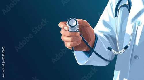 Doctor holding a stethoscope, symbolizing healthcare and medical profession.