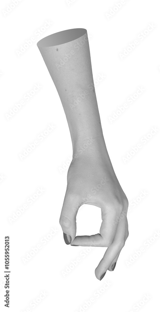 hand making an OK gesture with thumb and forefinger forming a circle, isolated on a white background