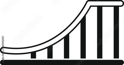 Minimalist vector illustration representing a waterslide, perfect for projects related to summer fun, water parks, and recreation