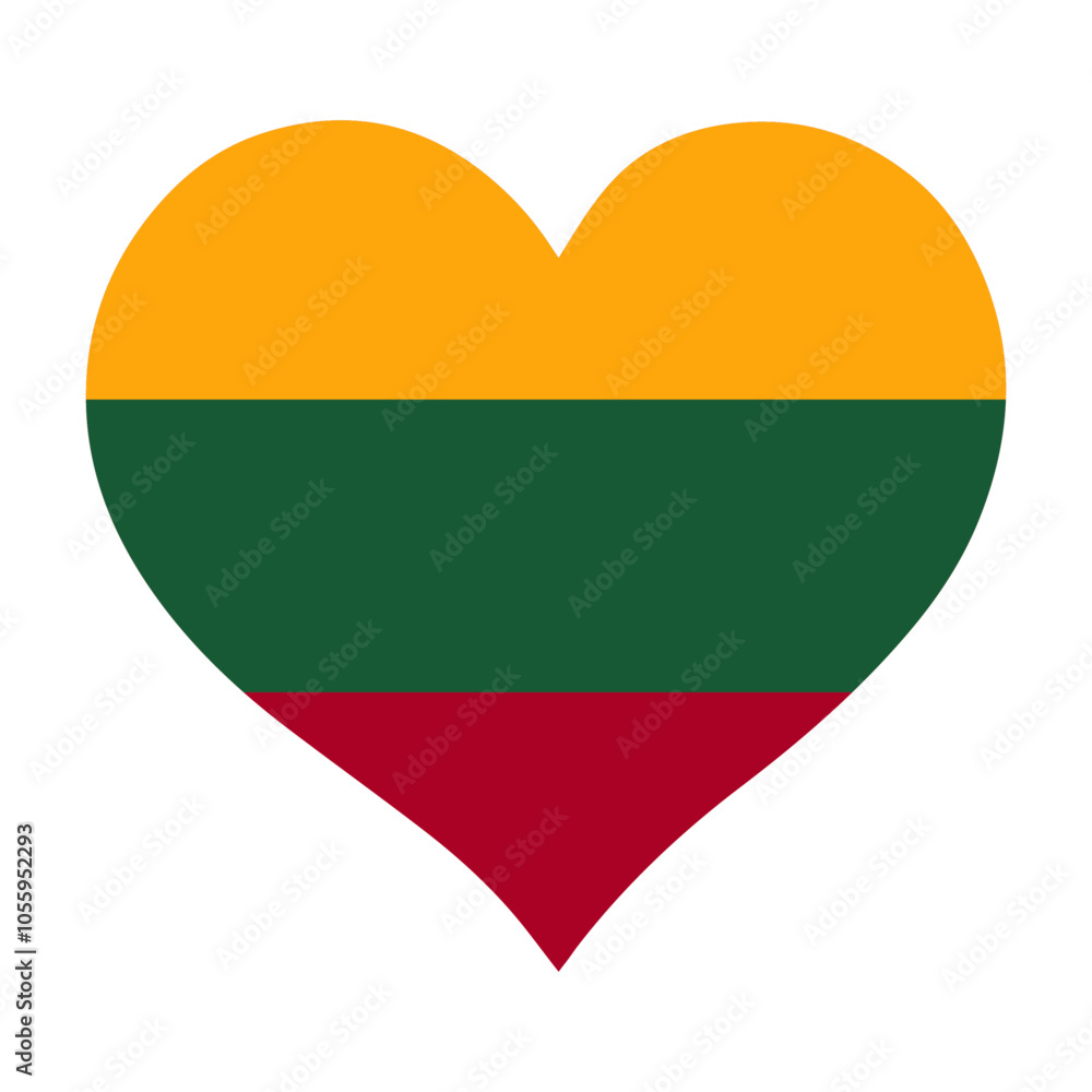 Lithuanian flag in heart shape, vector illustration on isolated background. Lithuanian flag in heart shape, vector illustration on isolated background.