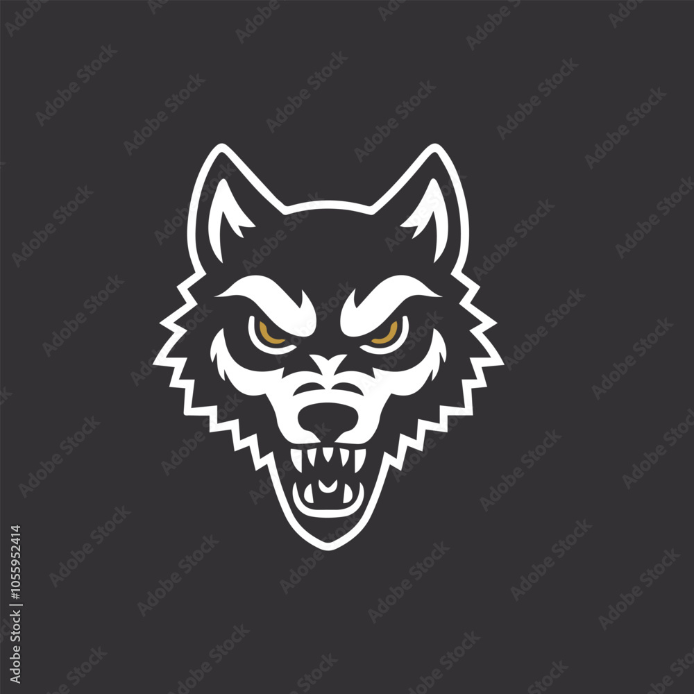 Fototapeta premium Angry Wolf Head Mascot Silhouette Vector Design