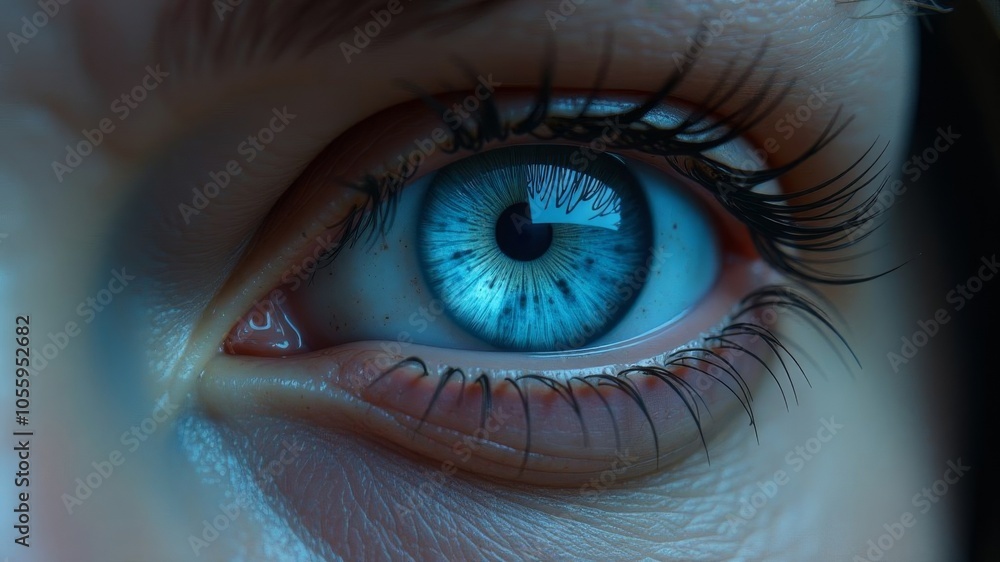 Fototapeta premium A close-up photo of the girl's eyes. Caucasian child, macro photography of a girl's eyes, natural beauty,