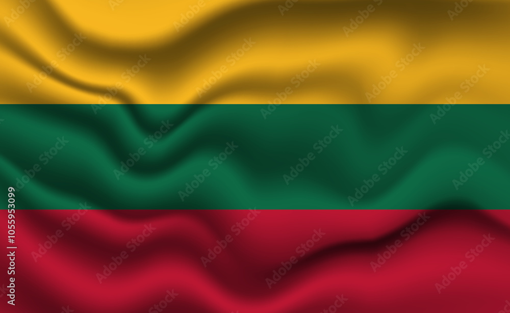 Waving Lithuanian Flag 3D Illustration. The National Flag of Lithuania. Waving Lithuanian Flag 3D Illustration. The National Flag of Lithuania.
