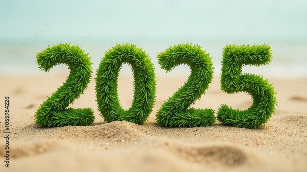 the numbers 2025 made of grass in the middle of the endless desert the numbers 2025 made of grass in the middle of the endless desert