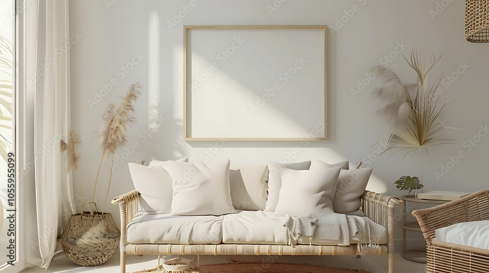 Modern Interior of Stylish Living Room ,Wall Mock Up, Frame , Poster with Beautiful Background, 3d render Modern Interior of Stylish Living Room ,Wall Mock Up, Frame , Poster with Beautiful Background, 3d render