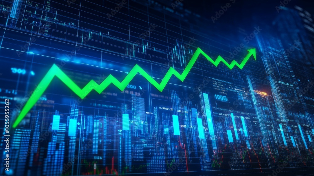 Naklejka premium a stock market chart blue background