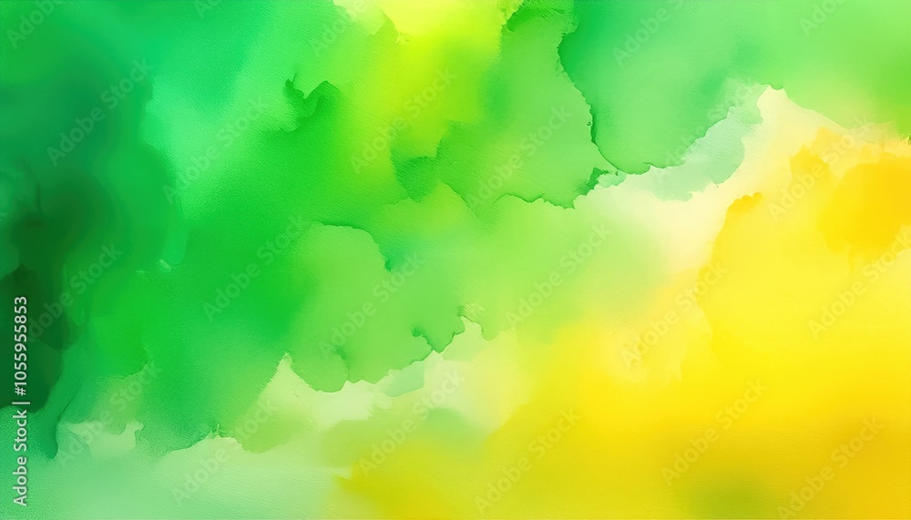 Obraz premium Vibrant abstract watercolor background with green and yellow hues, perfect for creative projects.