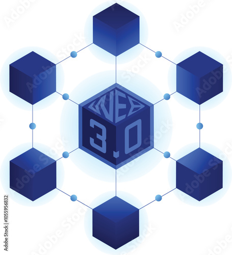 Web3 blockchain and token economy gateway network illustration in vector art