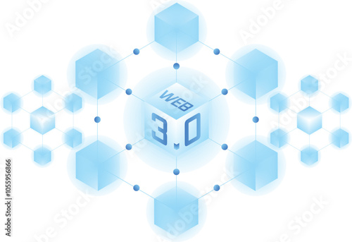 Web3 blockchain and token economy gateway network illustration in vector art