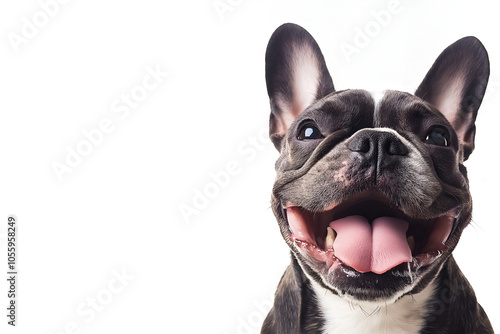 Close-up Of A Happy French Bulldog Isolated On White Background With An Excited Expression, Animal Photography