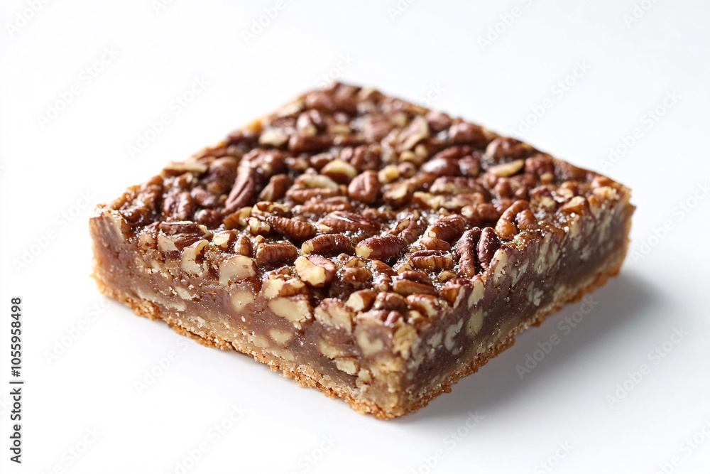 pecan caramel bar on white background pecan caramel bar on white background