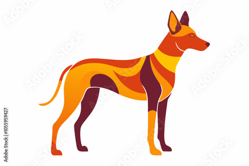 Colorful African Dog Silhouette Vector on White Background