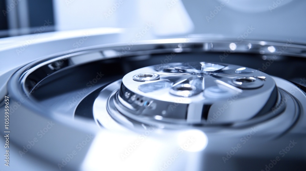 Close-up of a Silver Centrifuge Rotor Close-up of a Silver Centrifuge Rotor