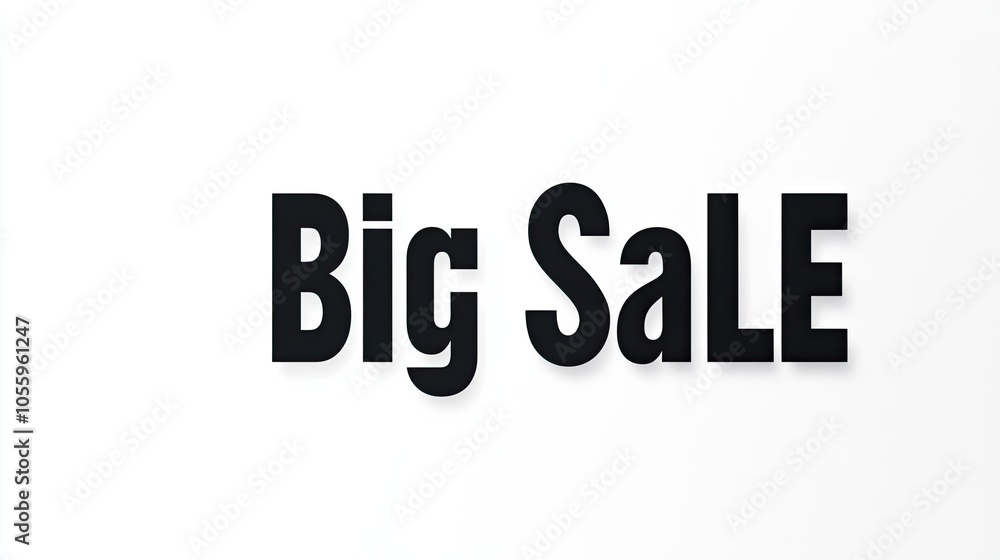 A striking big sale announcement stands boldly in black against a clean white background offering ample space for additional promotional content and engaging visual elements A striking big sale announcement stands boldly in black against a clean white background offering ample space for additional promotional content and engaging visual elements