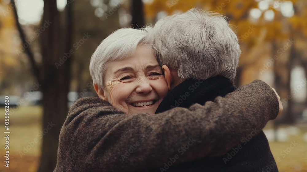Senior couple hugging. Senior couple hugging.