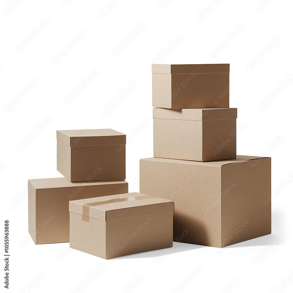 Stack of Cardboard Boxes on a Transparent Background Stack of Cardboard Boxes on a Transparent Background