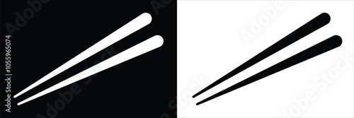 Chopsticks icons set. Chop stick vector isolated on black and white background. Icon chopstick Japanese food, noodles, Korea wood stick Chinese sushi chop in restaurant. Vector illustration.