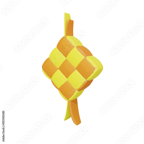 3D illustration of a woven ketupat