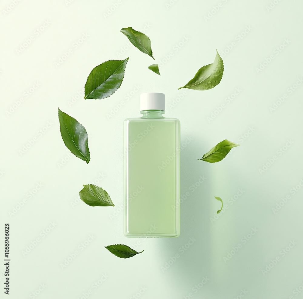 Cosmetic beauty product bottle on green background. Cosmetic beauty product bottle on green background.