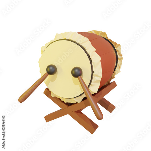 3D Bedug drum with a stick