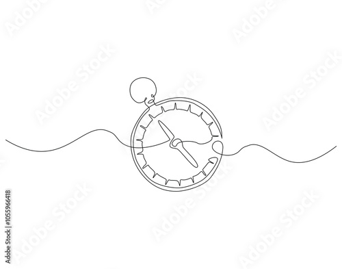 Continuous one line drawing of traveller compass. One line drawing illustration of compass navigate and adventure. Navigation, direction, journey concept line art. Editable outline