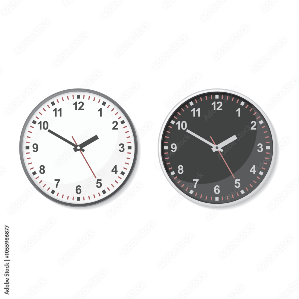 Office Wall Clock on White Background. Vector Office Wall Clock on White Background. Vector