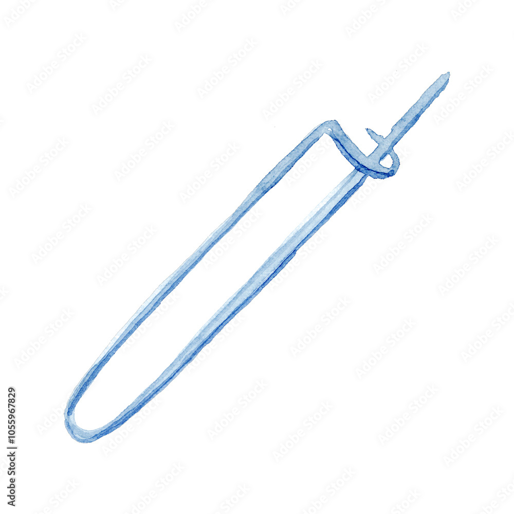 Hand painted. Watercolor metal safety pins and sewing pins on a white background Hand painted. Watercolor metal safety pins and sewing pins on a white background