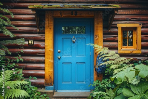 A blue door with a lock and a number 15 on it