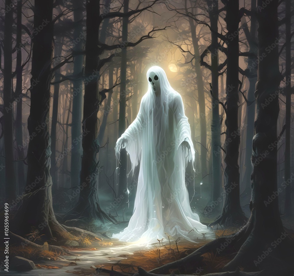 Illustration of glowing transparent ghost. Illustration of glowing transparent ghost.