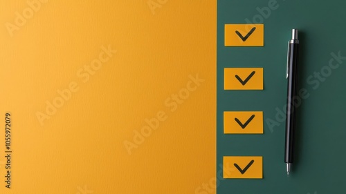 Artistic depiction of a checklist labeled  Value Creation,   Cost Control,  and  Profit Maximization  with a pen marking each step, Valuecostprofit checklist, Organized and clear photo