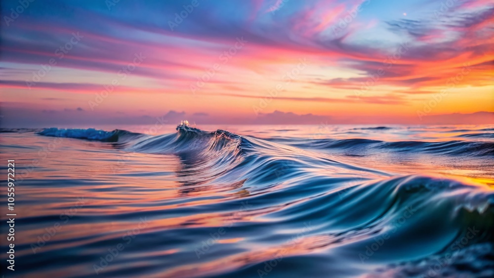 Fototapeta premium Tranquil Dawn Waves: Soft Grey and Pastel Pink Water Surface at Sunrise for Serene Night Photography
