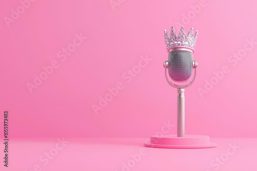 3D rendering of a Miss Universethemed press conference, with the newly crowned queen answering questions from the media, Miss Universe press conference, Engaging and professional photo