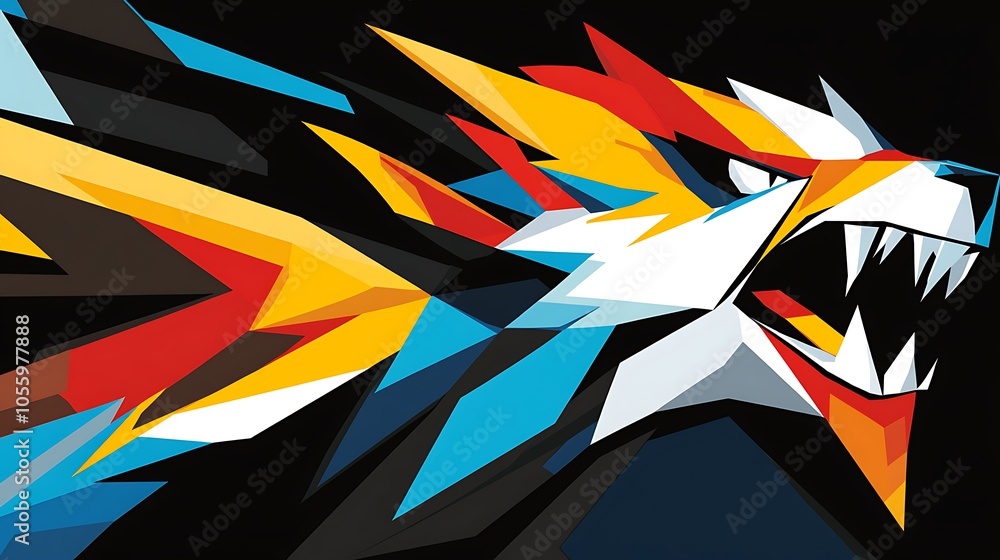 Anger in Geometric Colors: Bold Animal Expression Anger in Geometric Colors: Bold Animal Expression