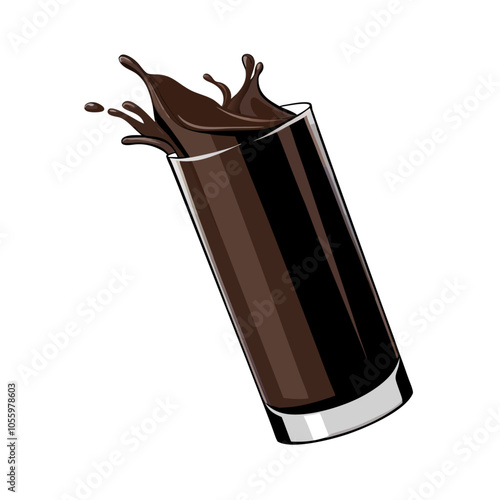 Splash chocolate glass drink icon isolated vector Illustration (9)