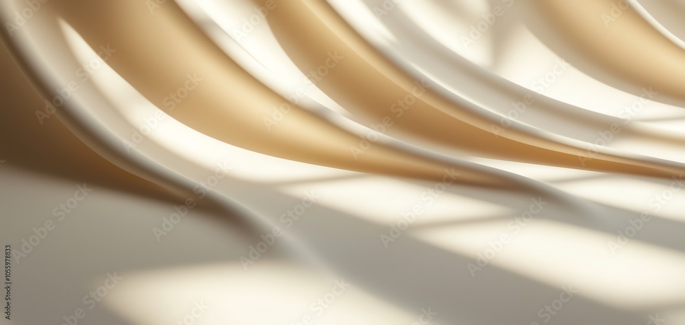 Fototapeta premium Soft beige and white fabric waves with natural light shadows on a smooth surface.