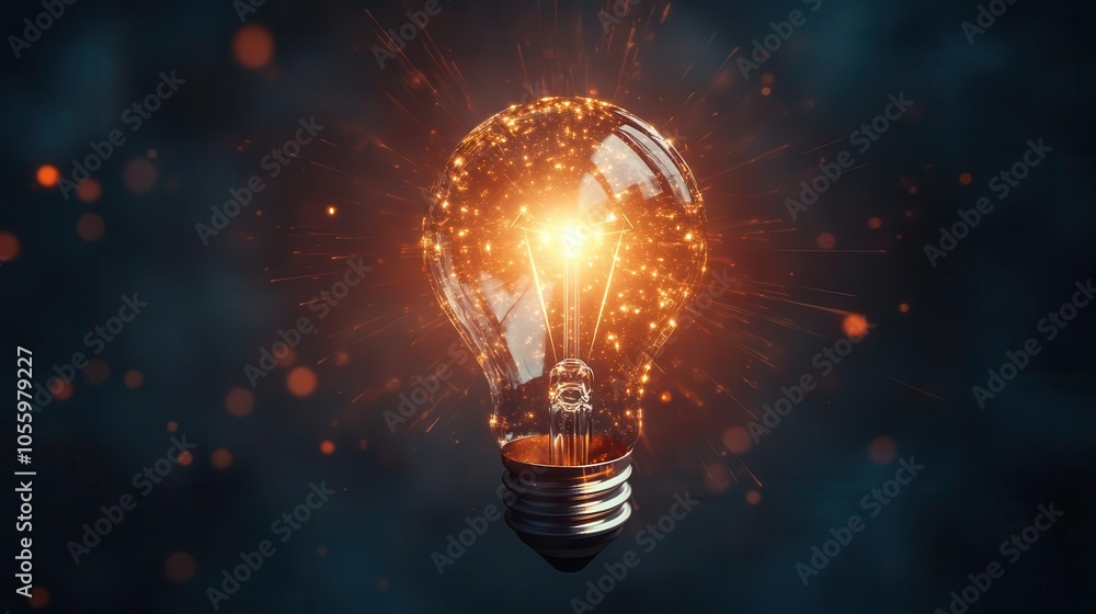 illuminating light bulb glowing brilliantly against a dark background, symbolizing ideas and creativity, with rays of light radiating outward, creating a sense of inspiration and innovation illuminating light bulb glowing brilliantly against a dark background, symbolizing ideas and creativity, with rays of light radiating outward, creating a sense of inspiration and innovation