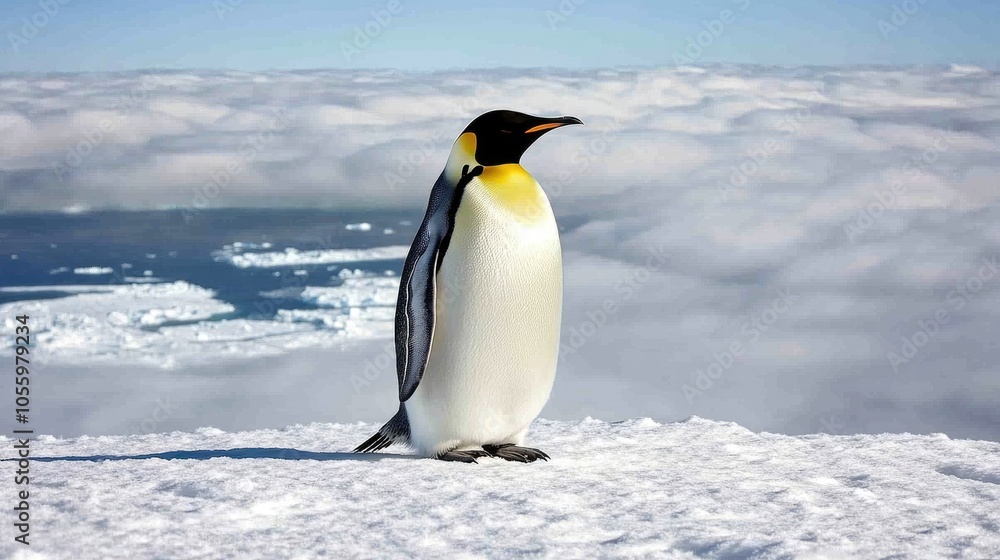 Fototapeta premium Elegant Emperor Penguin on Icy Landscape