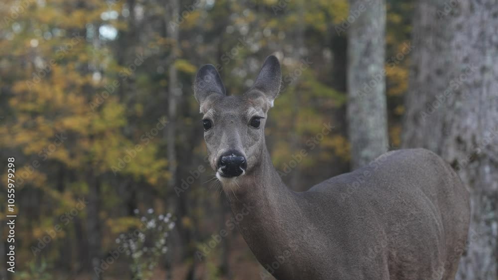 Beautiful Close-Up of Deer in Natural Habitat Wildlife Stock Video. Captivating close-up footage of a graceful deer in its natural habitat, highlighting its delicate features and calm demeanor Beautiful Close-Up of Deer in Natural Habitat Wildlife Stock Video. Captivating close-up footage of a graceful deer in its natural habitat, highlighting its delicate features and calm demeanor