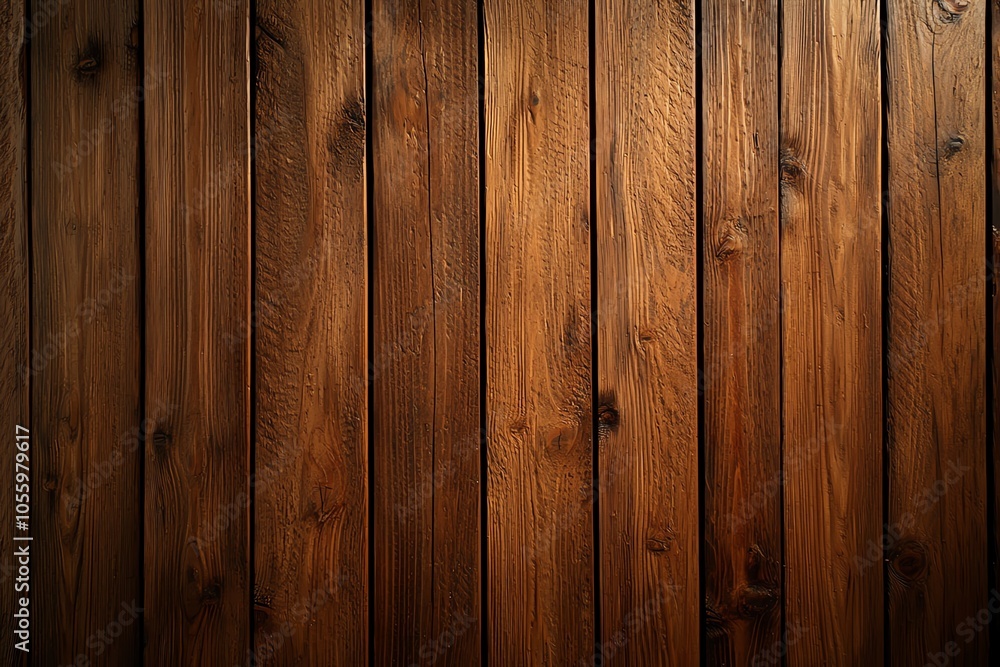 Naklejka premium Textured wooden background with rich brown tones, ideal for rustic themes and design projects.