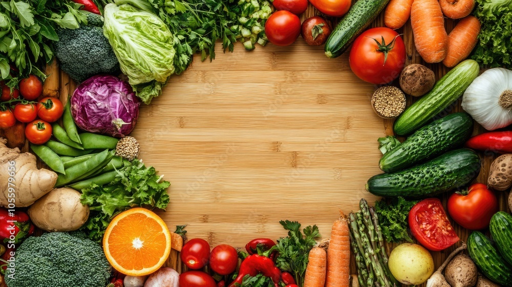 Fresh Vegetables and Fruits on Wooden Table Background Fresh Vegetables and Fruits on Wooden Table Background