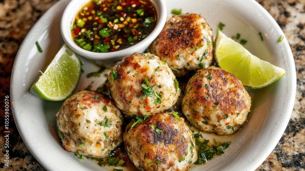 Delicious Homemade Fish Balls with Dipping Sauce Delicious Homemade Fish Balls with Dipping Sauce