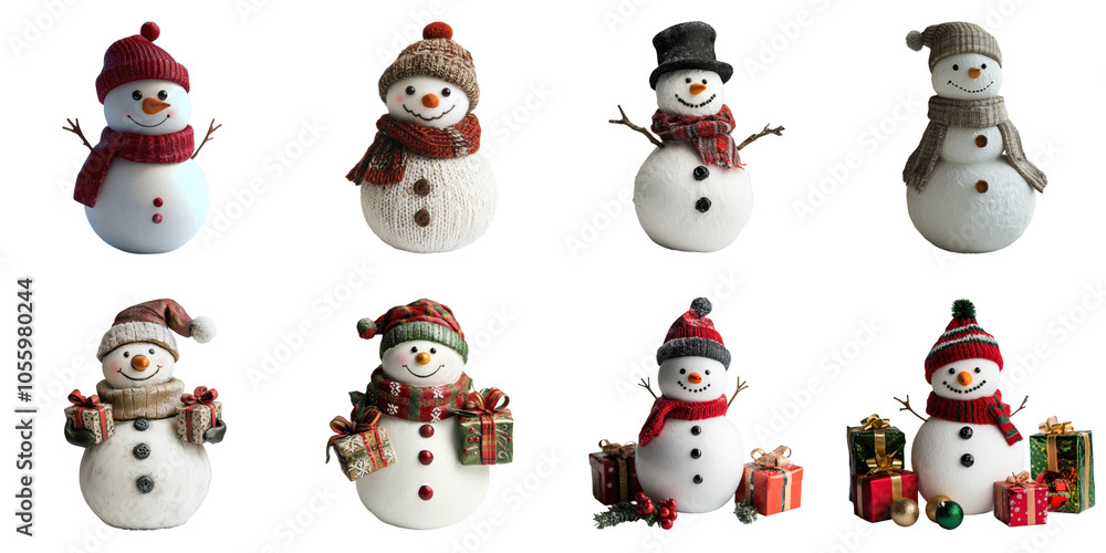 PNG snowman no bg sample mockup set christmas concept using for decoration. PNG snowman no bg sample mockup set christmas concept using for decoration.